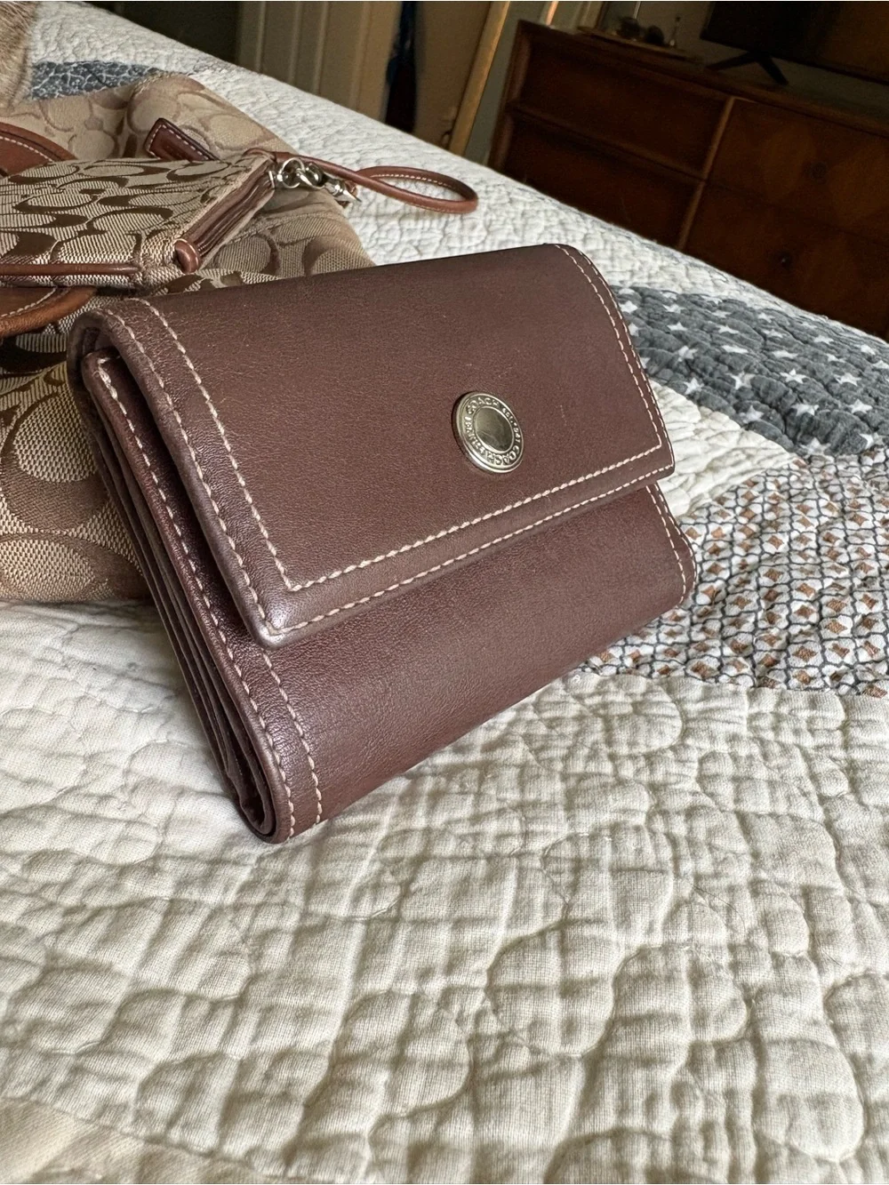 Y2K Coach wallet- Brown and pink